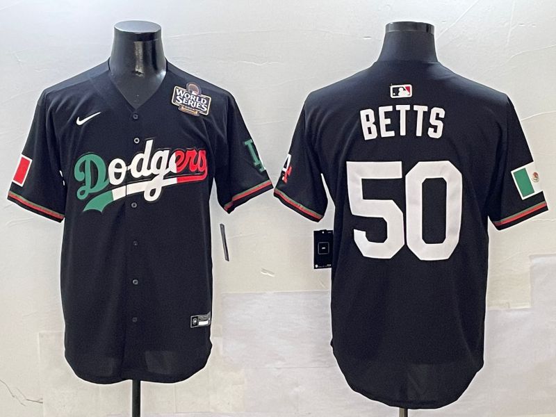 Men Los Angeles Dodgers #50 Betts Black Mexico Nike 2025 MLB Jersey style 7
